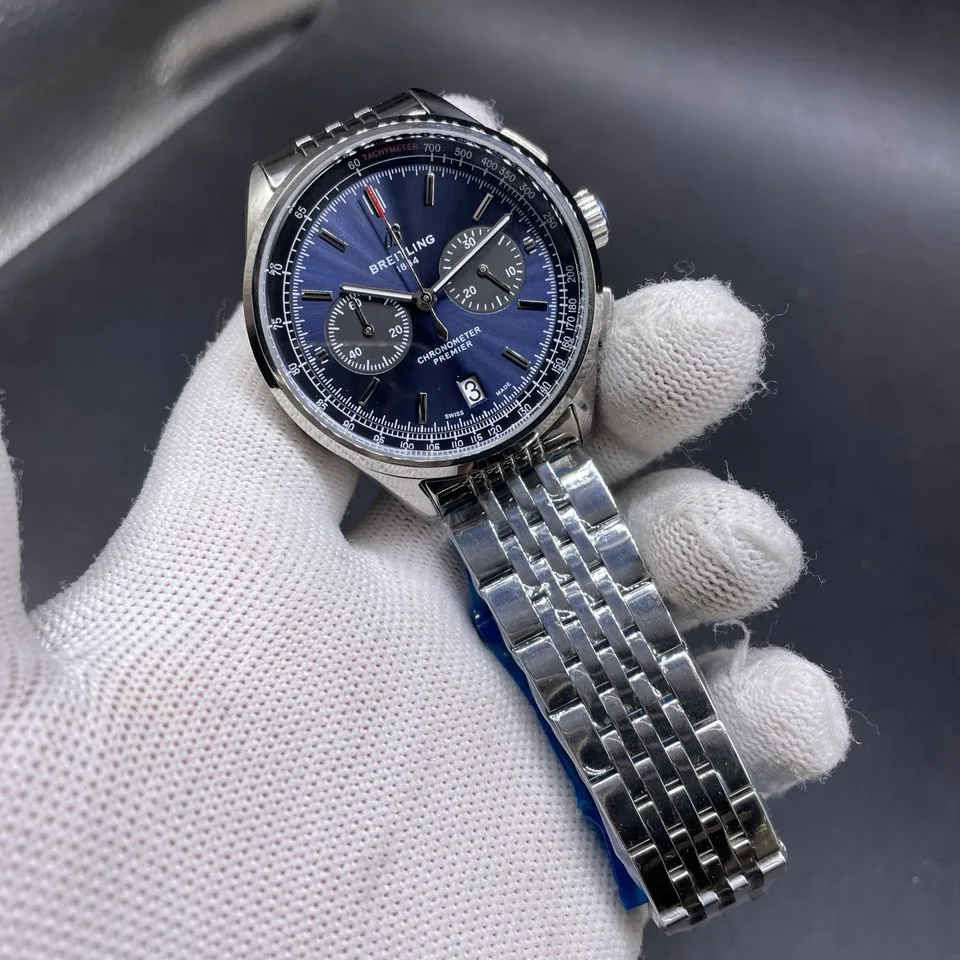 AAA Replica Breitling Premier B01 AB0118 Watch – 42mm Blue Dial, Swiss Movement, Elegant Stainless Steel Build