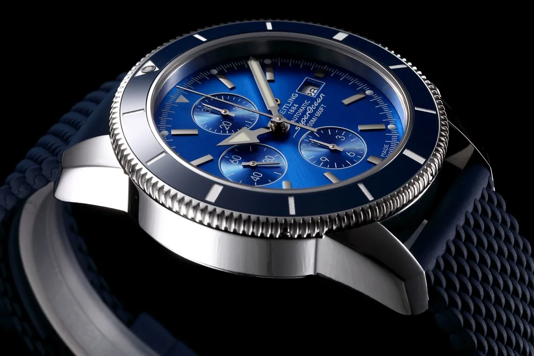 Swiss Breitling Superocean Heritage II A1331216/C963 Replica Watch – Blue Dial, Blue Ceramic Bezel & Rubber Strap