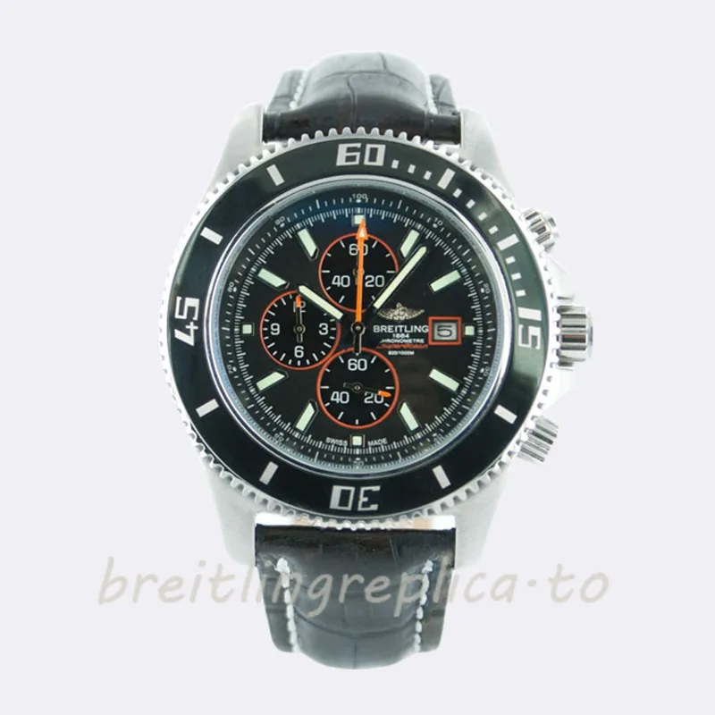 Breitling Superocean 46mm Men's A13341-F Stainless Steel Black Dial
