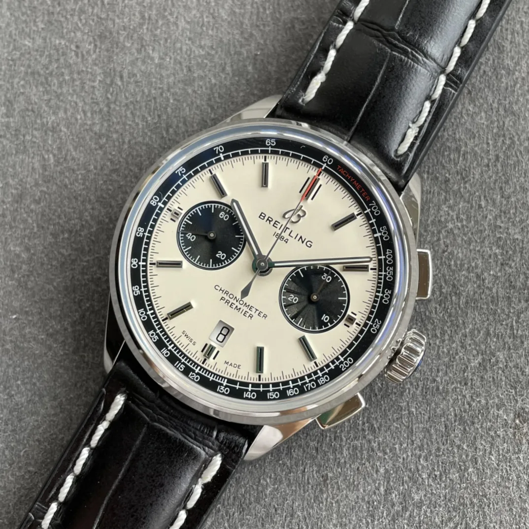 Breitling Premier AB0118221G1P1 Replica – Classic White Panda Dial & Premium Leather Strap Watch