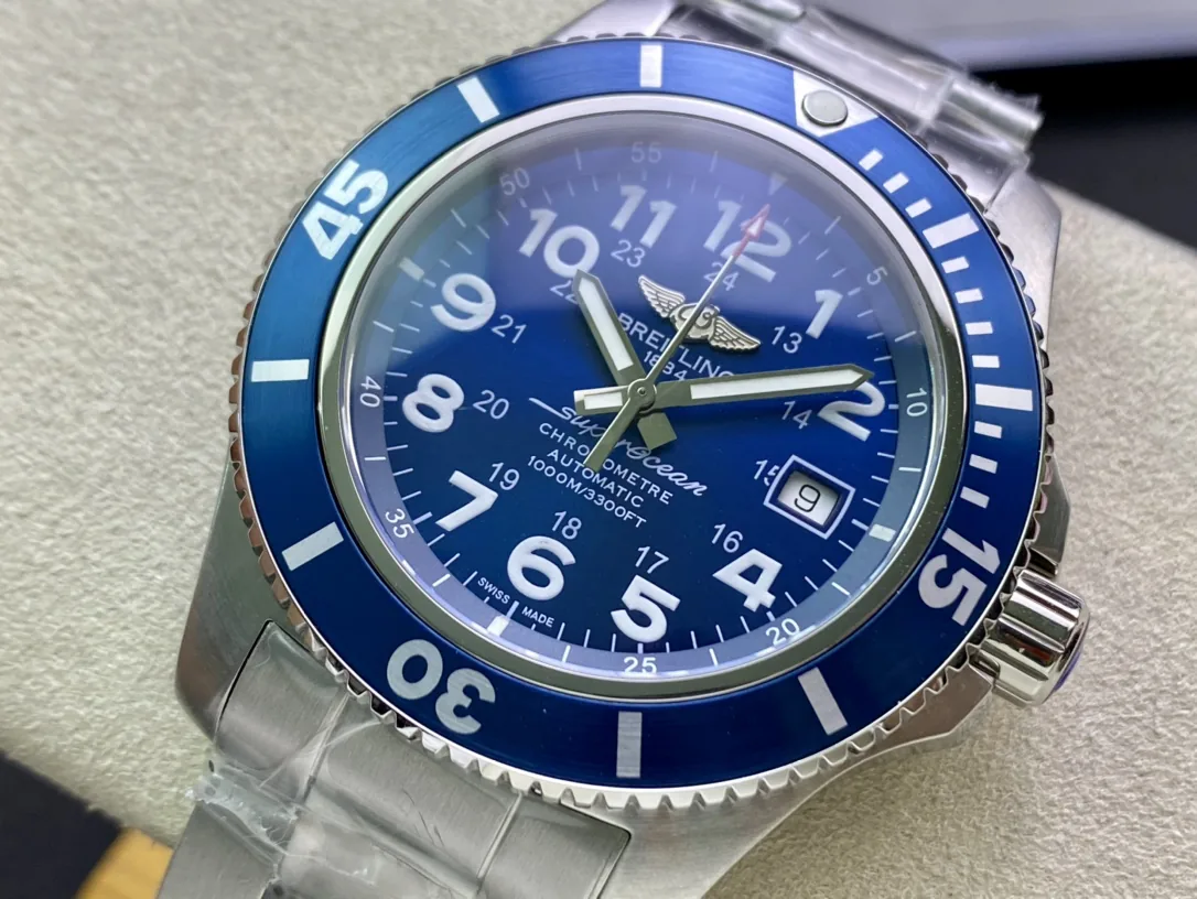 High-End Swiss Breitling Superocean II A17392D81C1A1 Replica Watch – 44mm Stainless Steel Case, Gun Blue Dial