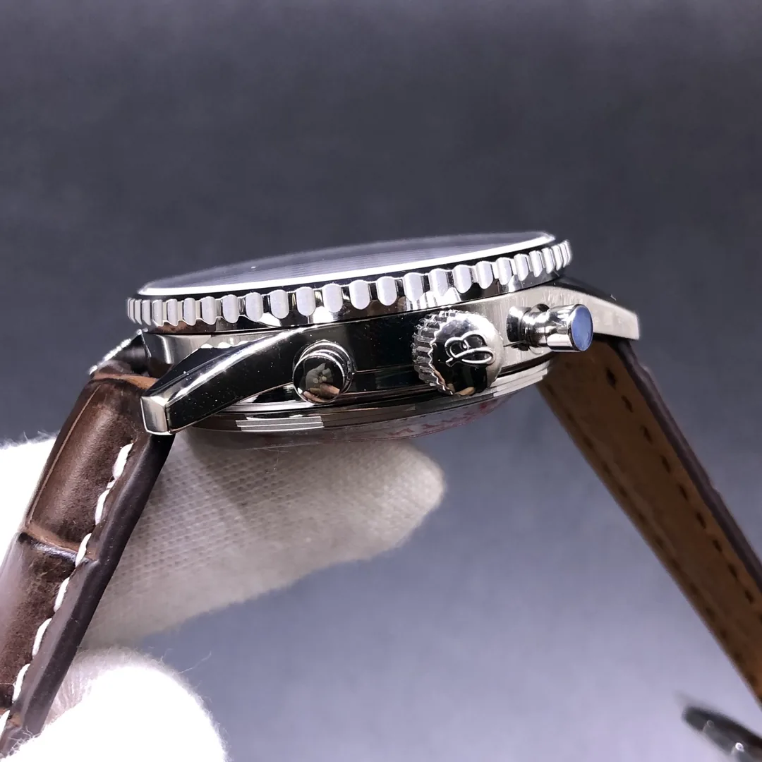 Premium Swiss Men’s Breitling Navitimer AB0123 Replica Watch With White Dial & Brown Leather Strap