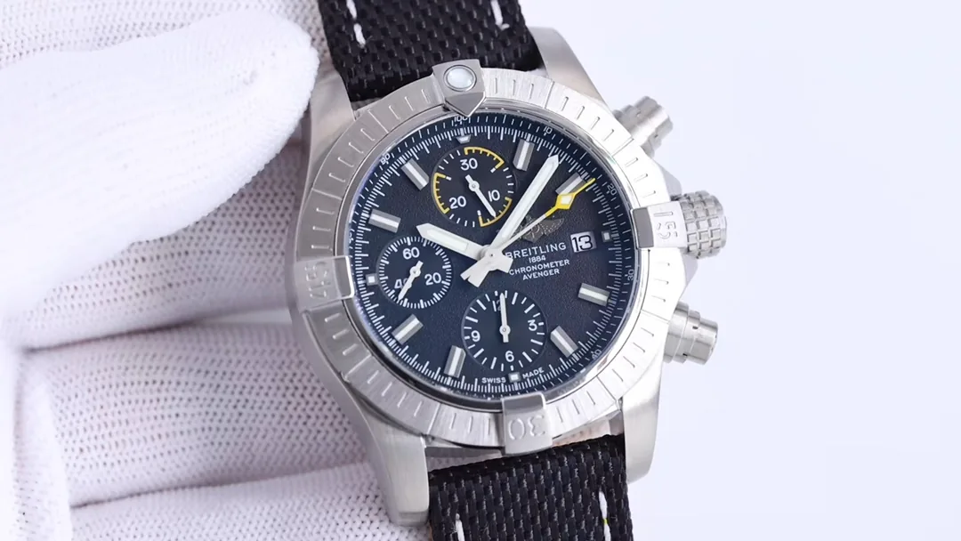 Premium Swiss Breitling Avenger A13385101C1X1 Replica 43mm Chronograph Blue Dial – AAA Super Clone Watch With Textile Strap