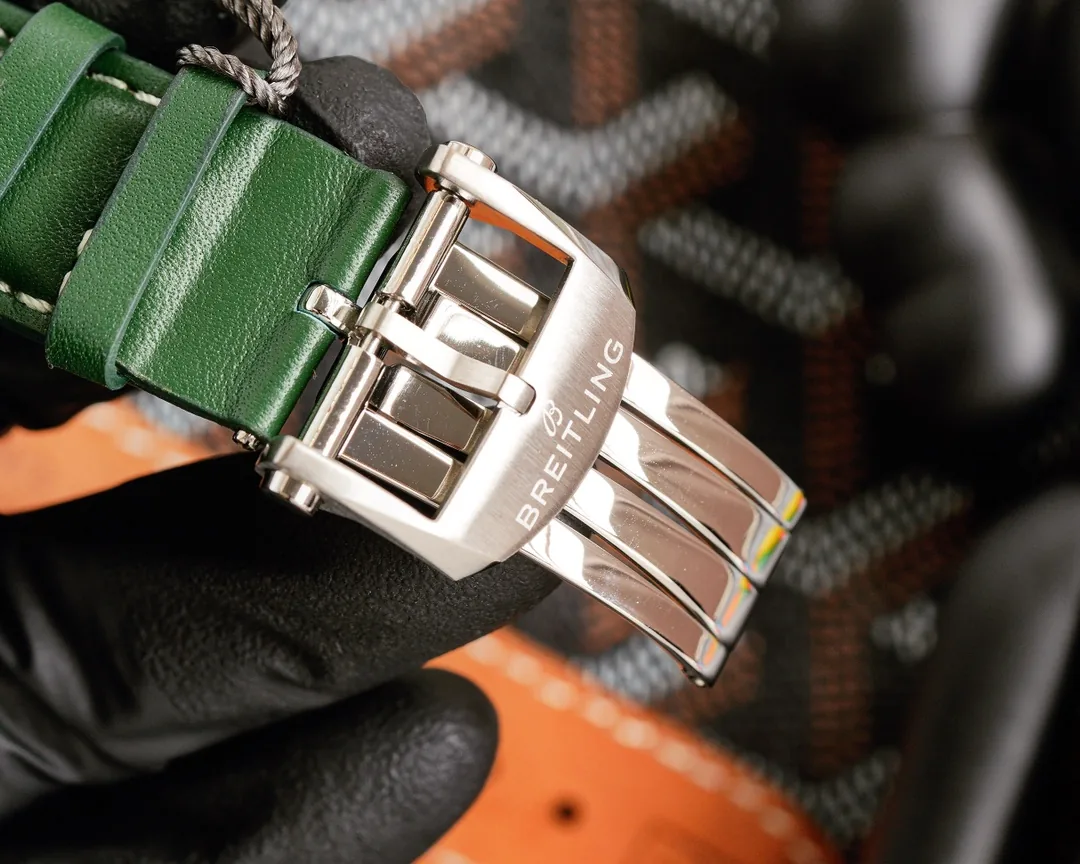 Swiss Breitling Premier A13315 Replica Watch – Elegant Green Dial, Stainless Steel Case, Green Leather Strap