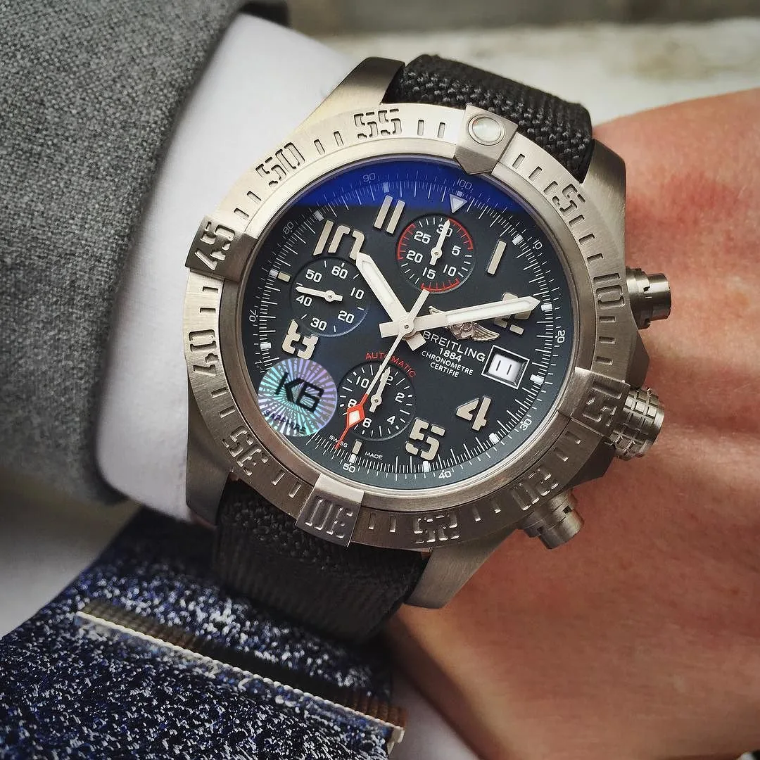 Breitling Avenger Bandit E1338310 Replica - Swiss AAA Super Clone Watch With Black Canvas Strap, Titanium Gray Dial