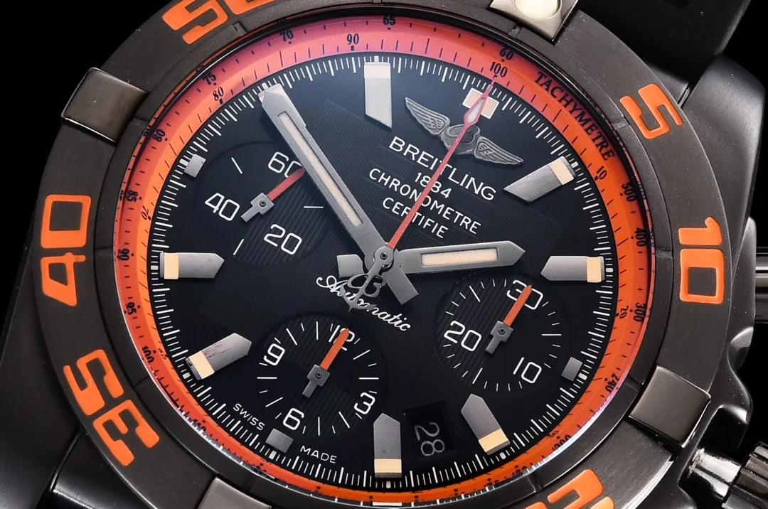 Breitling Chronomat 44 Raven MB0111C2/BD07 Replica Watch - Best Swiss Super Clone with Blacksteel Case, Rubber Strap