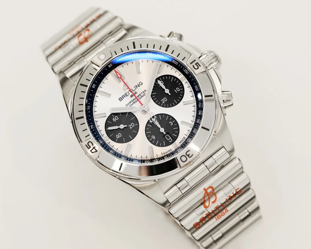 Swiss Breitling Chronomat AB0134101B2A1 Replica 42mm Men's Watch – Silver Dial & Stainless Steel Bracelet