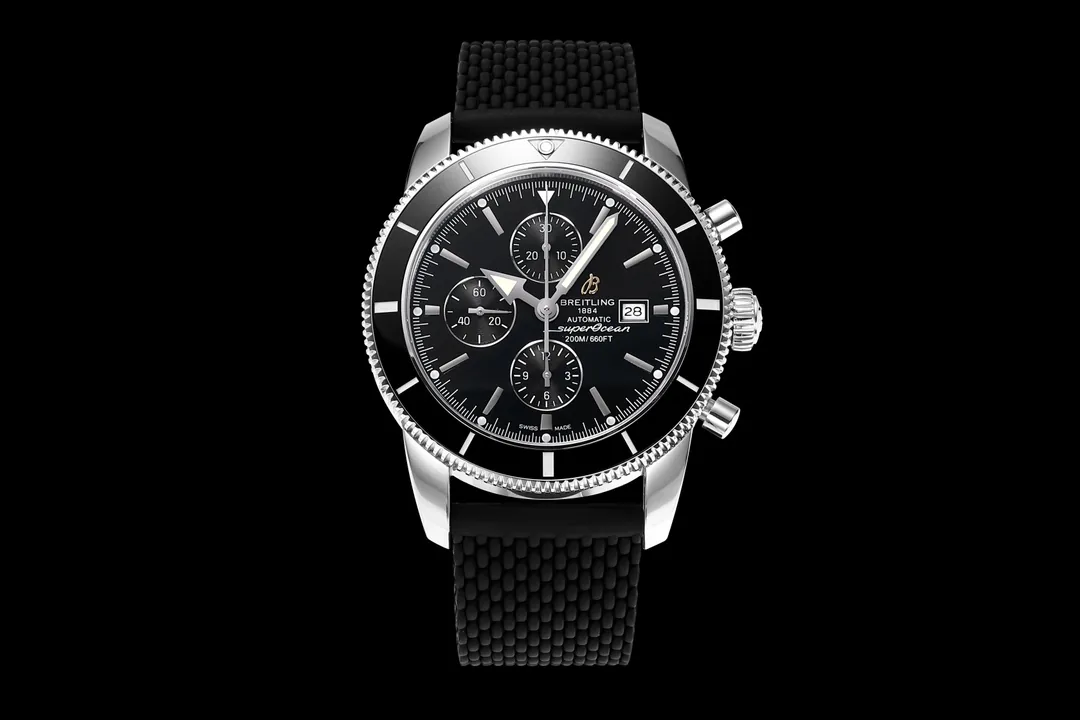 45mm Luxury Replica Breitling Superocean Heritage A13312 Black Dial & Rubber Strap Watch For Men