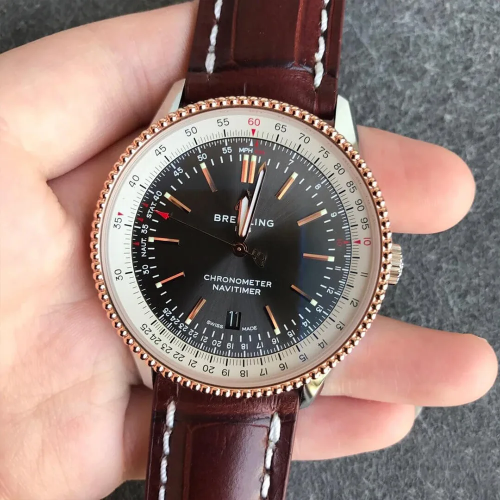Best Swiss Breitling Navitimer U17326211M1P2 Replica Watch with Brown Leather Strap And Anthracite Dial