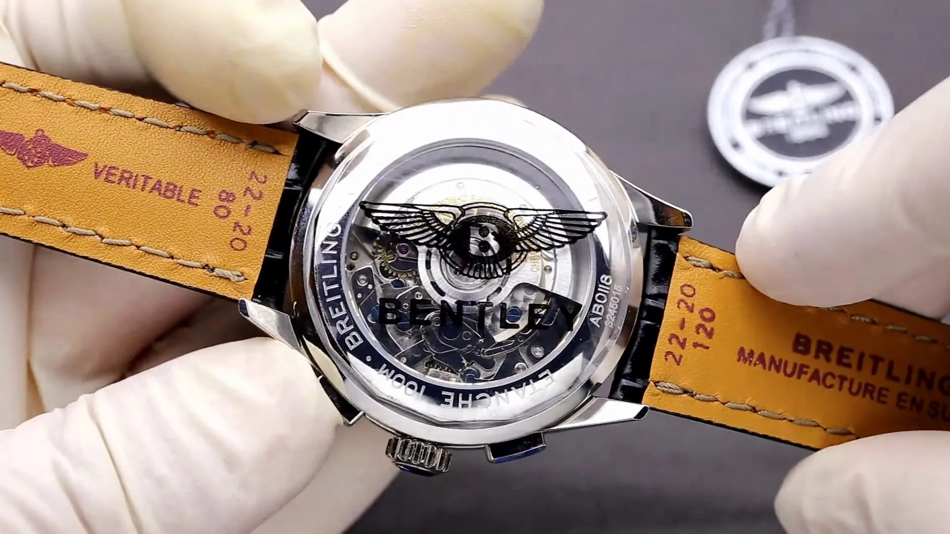 Luxury Breitling Premier AB0118221B1P2 Replica Chronograph 42mm Gray Dial Watch - Swiss Movement, Black Leather Strap