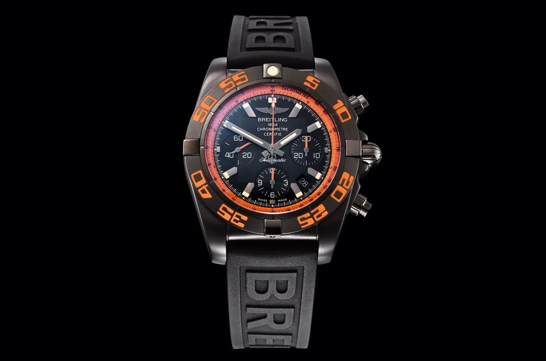 Breitling Chronomat 44 Raven MB0111C2/BD07 Replica Watch - Best Swiss Super Clone with Blacksteel Case, Rubber Strap