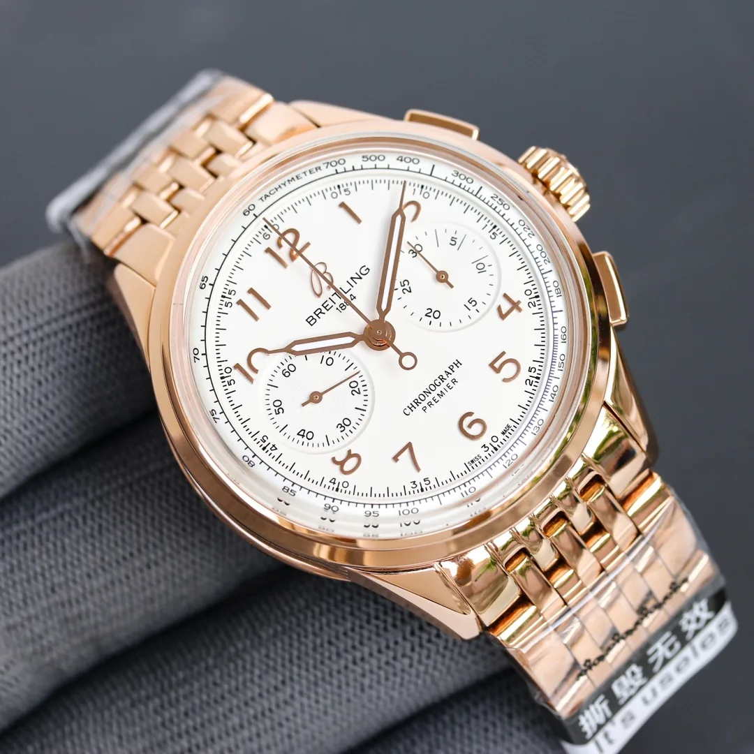 Best Replica Breitling Premier B01 Chronograph – Swiss Movement, Elegant Design, Gold-Tone Stainless Steel, 40mm Case