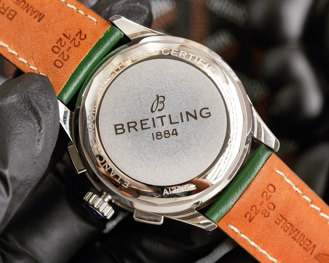Swiss Breitling Premier A13315 Replica Watch – Elegant Green Dial, Stainless Steel Case, Green Leather Strap