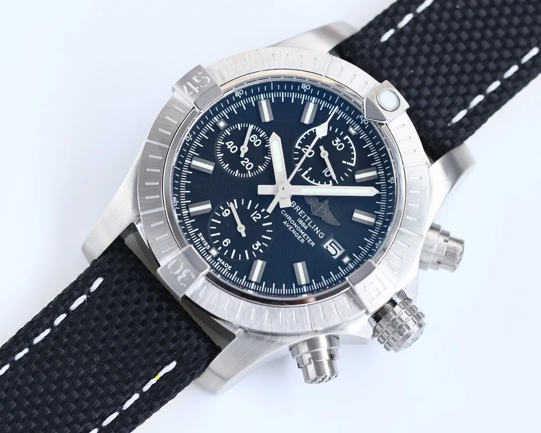 Premium Swiss Breitling Avenger A13385101C1X1 Replica 43mm Chronograph Blue Dial – AAA Super Clone Watch With Textile Strap