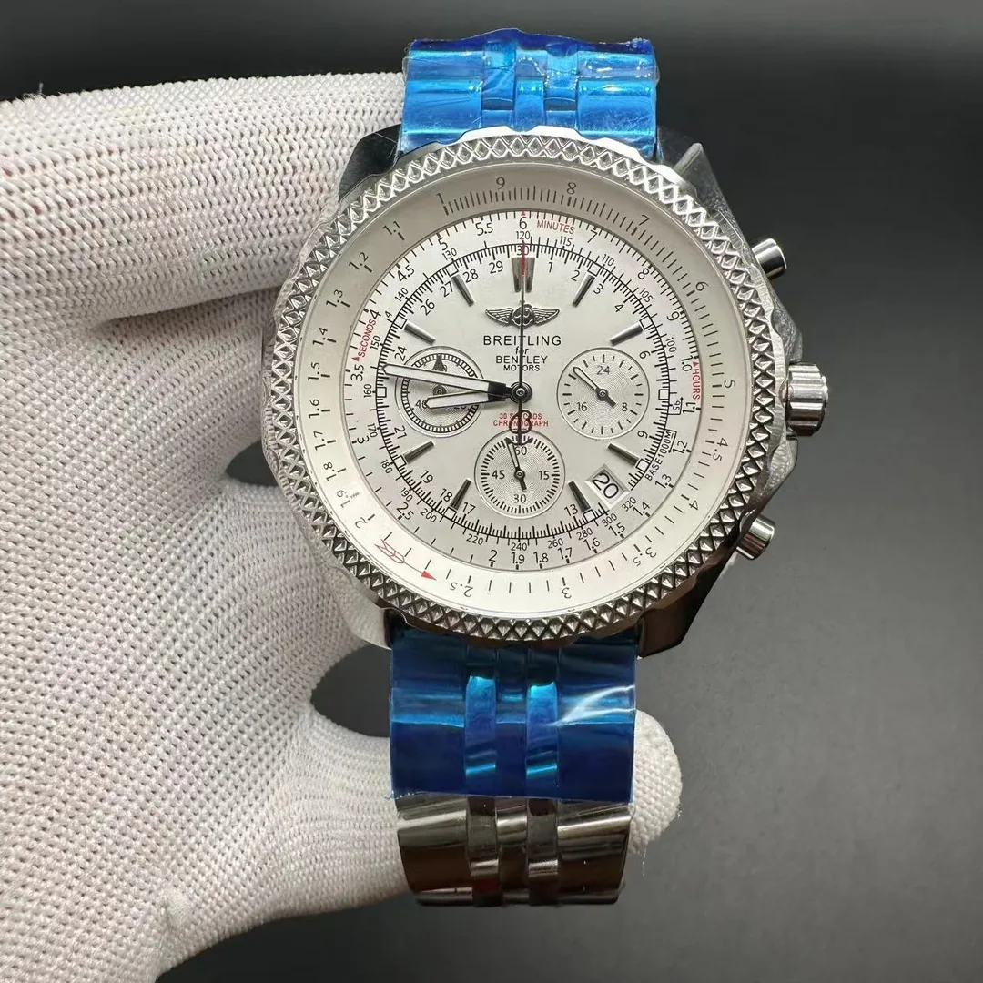 Swiss AAA Replica Breitling Bentley Motors T A25363 – 47mm Chronograph Watch With White Dial & Stainless Steel Bracelet