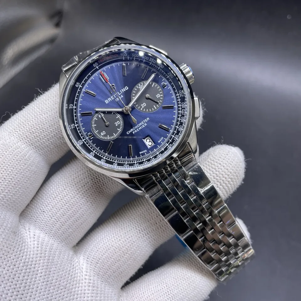 AAA Replica Breitling Premier B01 AB0118 Watch – 42mm Blue Dial, Swiss Movement, Elegant Stainless Steel Build