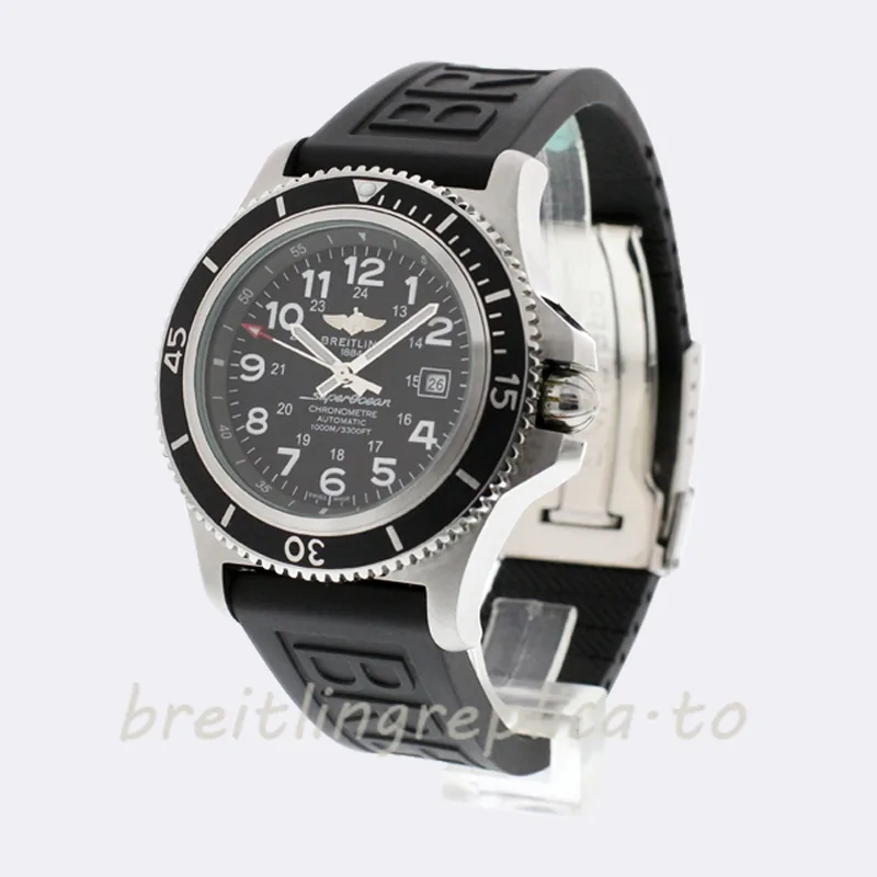Breitling Superocean A17365-K Men's 46mm Silver-tone Black Dial