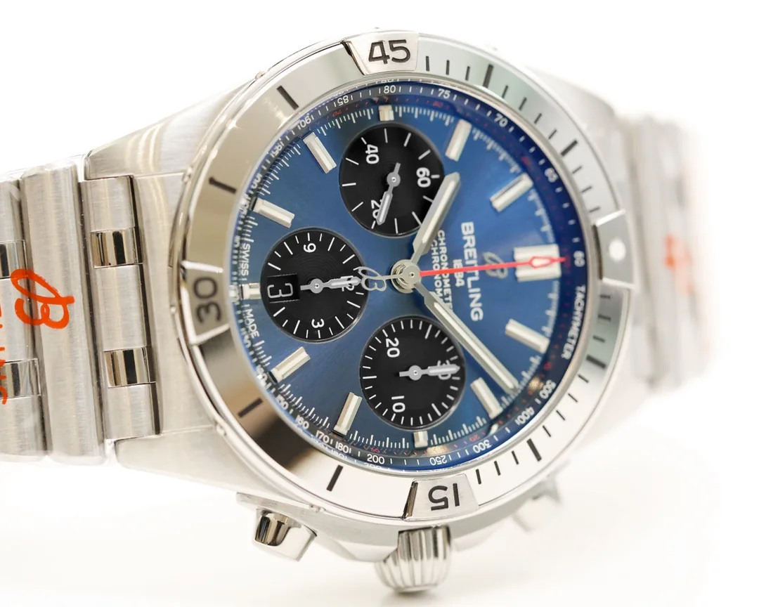 Breitling Chronomat AB0134101C1A1 Replica 42mm Swiss Watch,  Blue Dial, Stainless Steel Case