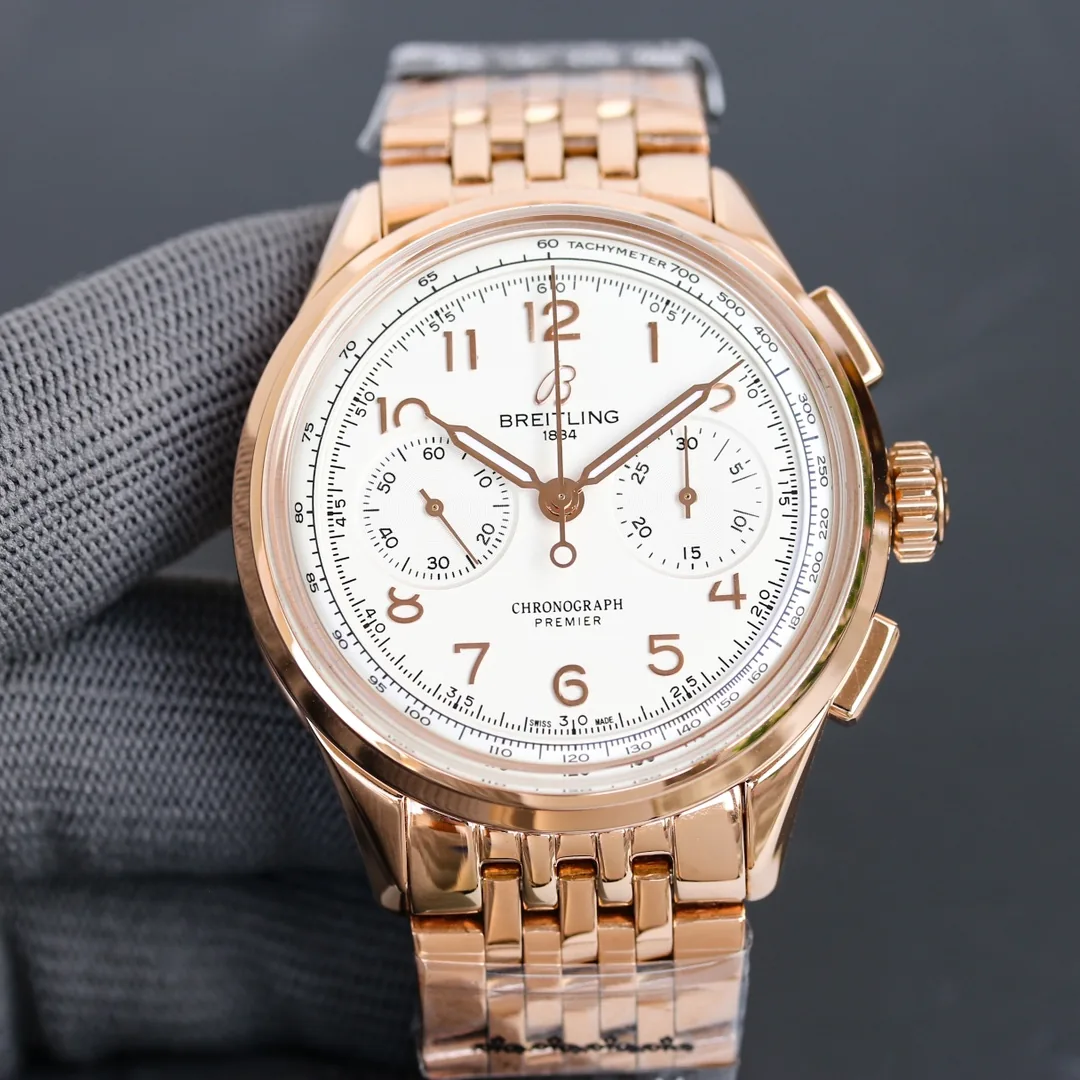 Best Replica Breitling Premier B01 Chronograph – Swiss Movement, Elegant Design, Gold-Tone Stainless Steel, 40mm Case