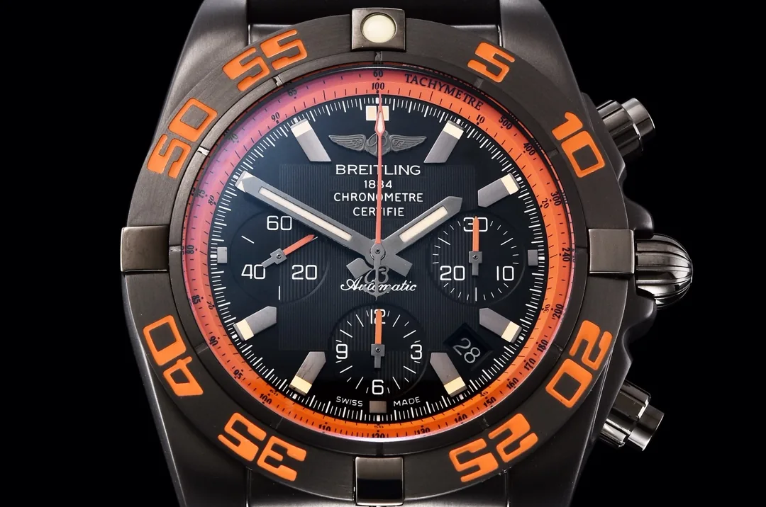 Breitling Chronomat 44 Raven MB0111C2/BD07 Replica Watch - Best Swiss Super Clone with Blacksteel Case, Rubber Strap
