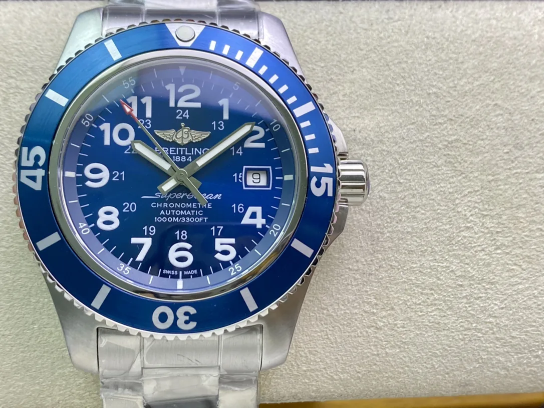 High-End Swiss Breitling Superocean II A17392D81C1A1 Replica Watch – 44mm Stainless Steel Case, Gun Blue Dial