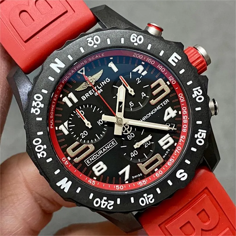 Swiss Breitling Professional Endurance Pro X82310D91B1S1 Replica Chronograph – Black Dial, Red Inner Bezel