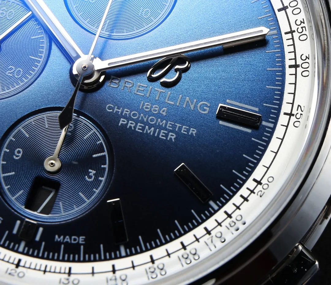 Elegant Swiss Breitling Premier A13315351C1P1 Replica Blue Dial Stainless Steel Case Watch With Brown Leather Strap