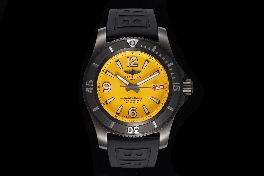 High-Quality Swiss Breitling SuperOcean M17368D71I1S2 Replica Watch – Bold Yellow Dial, 46mm Black Case