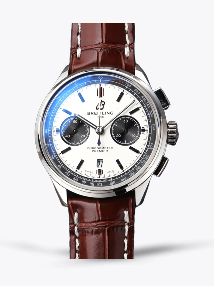 Swiss AAA Breitling Premier AB0118221G1P1 Replica Watch For Modern Gentlemen – White Panda Dial, Brown Leather Strap