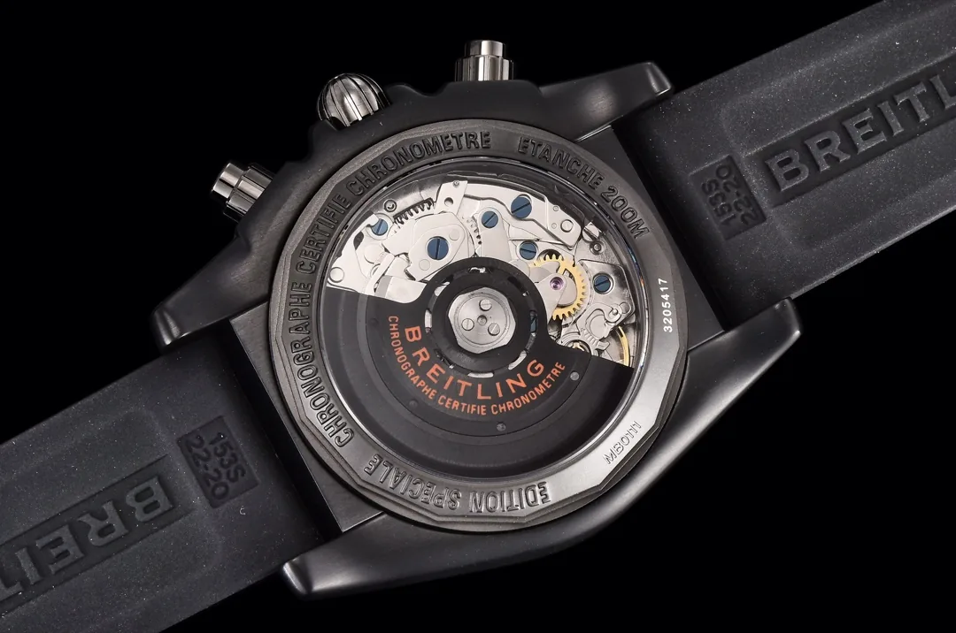 Breitling Chronomat 44 Raven MB0111C2/BD07 Replica Watch - Best Swiss Super Clone with Blacksteel Case, Rubber Strap