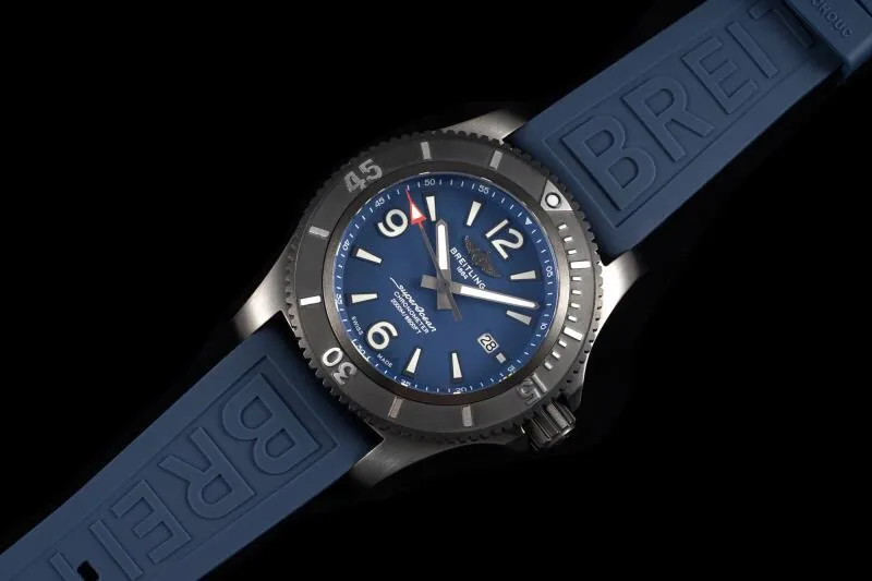 Swiss Replica Breitling Superocean M17368D71C1S1 46mm Blue Dial Diver Watch With Sapphire Glass And Rubber Strap