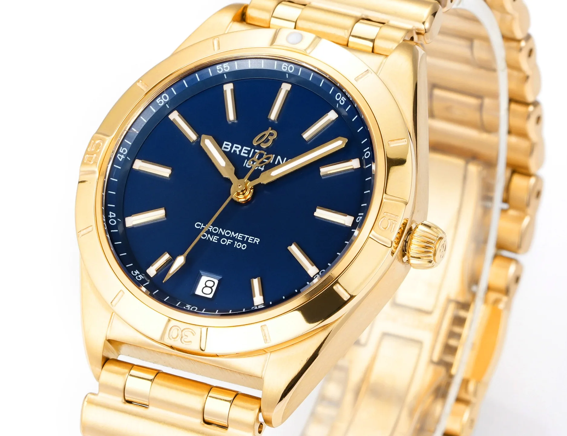 Elegant Women's Swiss Replica Breitling Chronomat K103801A1C1K1 36mm Victoria Beckham Blue Dial Watch
