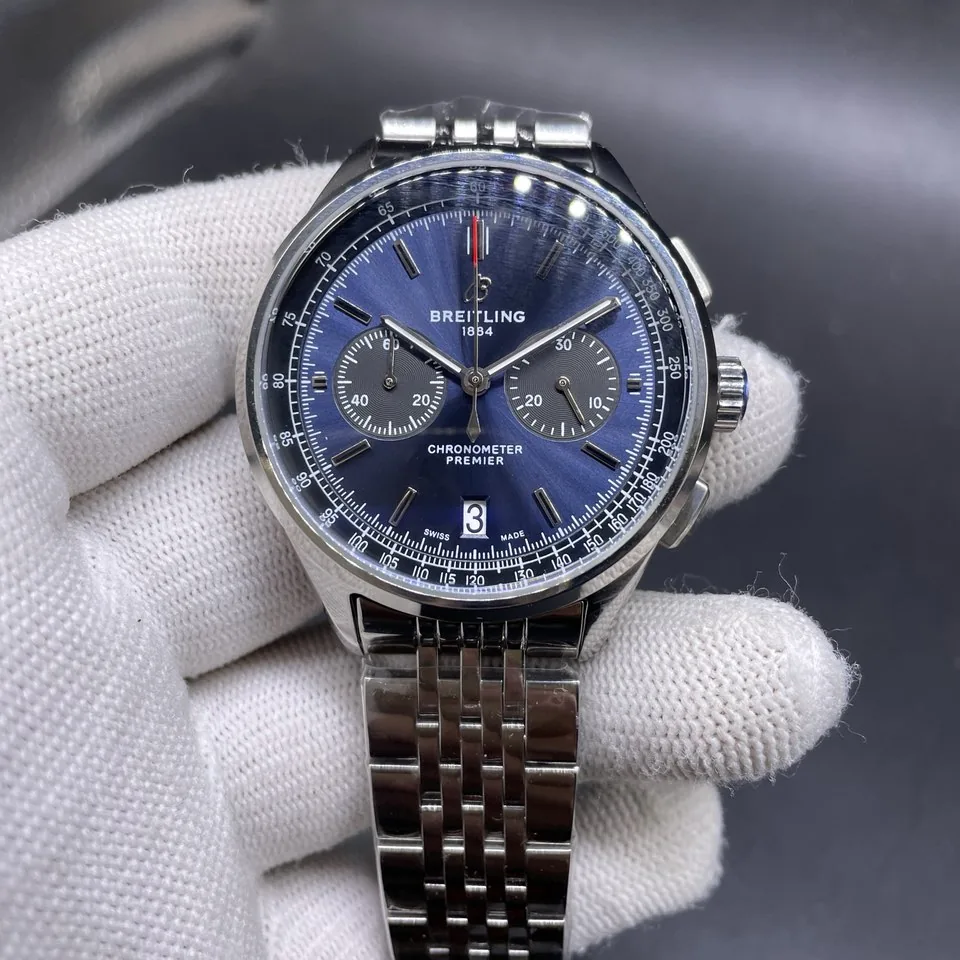 AAA Replica Breitling Premier B01 AB0118 Watch – 42mm Blue Dial, Swiss Movement, Elegant Stainless Steel Build