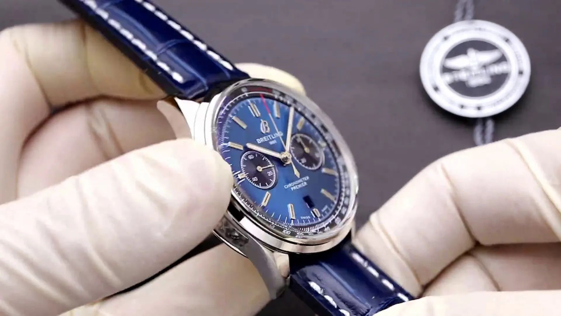 Top Quality AAA Breitling Premier AB0118A61C1P1 Replica – Stylish Blue Dial, Classic Leather Strap