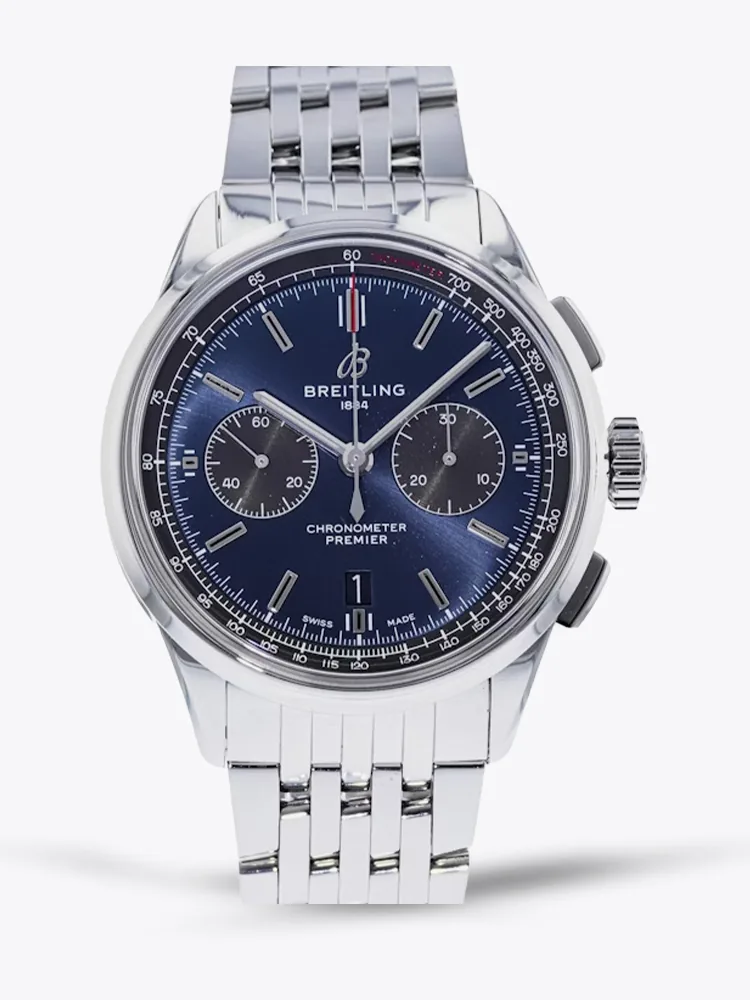 AAA Replica Breitling Premier B01 AB0118 Watch – 42mm Blue Dial, Swiss Movement, Elegant Stainless Steel Build