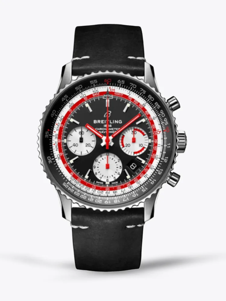 Premium Swiss Breitling Navitimer AB01211B1B1X2 Replica Swissair Edition 43mm Watch – Black Leather Strap