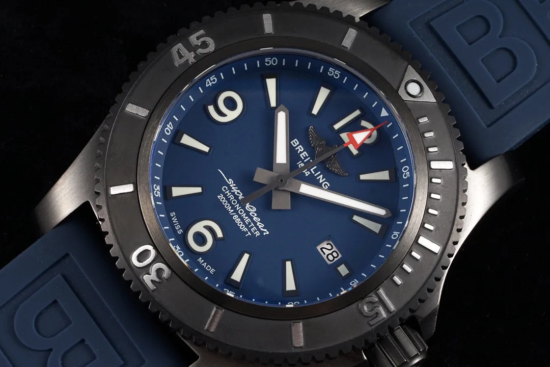 Swiss Replica Breitling Superocean M17368D71C1S1 46mm Blue Dial Diver Watch With Sapphire Glass And Rubber Strap
