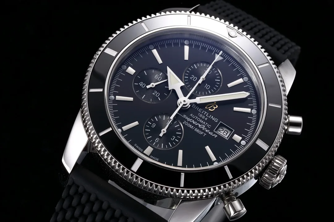 45mm Luxury Replica Breitling Superocean Heritage A13312 Black Dial & Rubber Strap Watch For Men