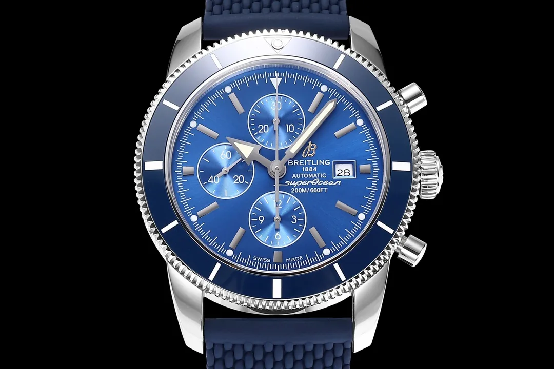 Swiss Breitling Superocean Heritage II A1331216/C963 Replica Watch – Blue Dial, Blue Ceramic Bezel & Rubber Strap