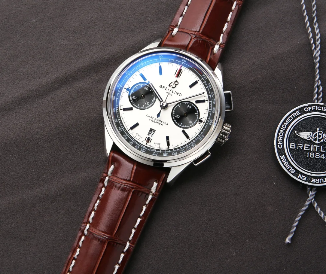 Swiss AAA Breitling Premier AB0118221G1P1 Replica Watch For Modern Gentlemen – White Panda Dial, Brown Leather Strap