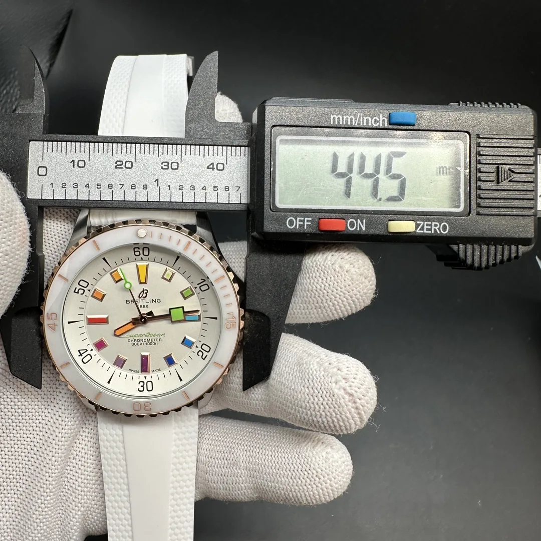 Luxury Swiss White Ceramic Breitling Superocean U17377211A1S1 Replica Watch – Elegant White Dial With Colorful Markers