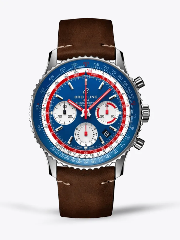 Luxury Breitling Navitimer AB01212B1C1X2 Replica Pan Am Special Edition Watch – Swiss Movement, Blue Dial, Brown Leather Strap