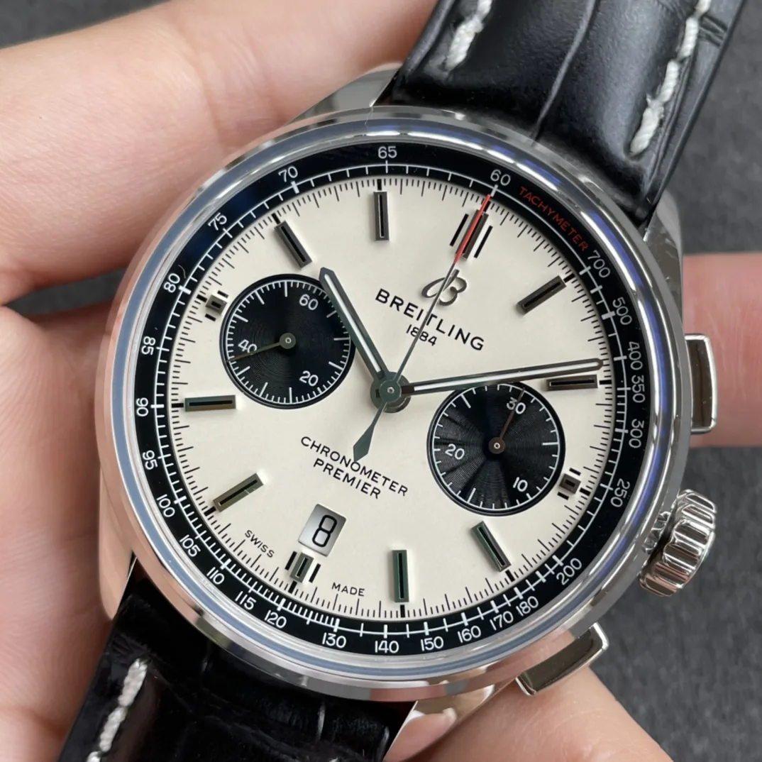 Breitling Premier AB0118221G1P1 Replica – Classic White Panda Dial & Premium Leather Strap Watch