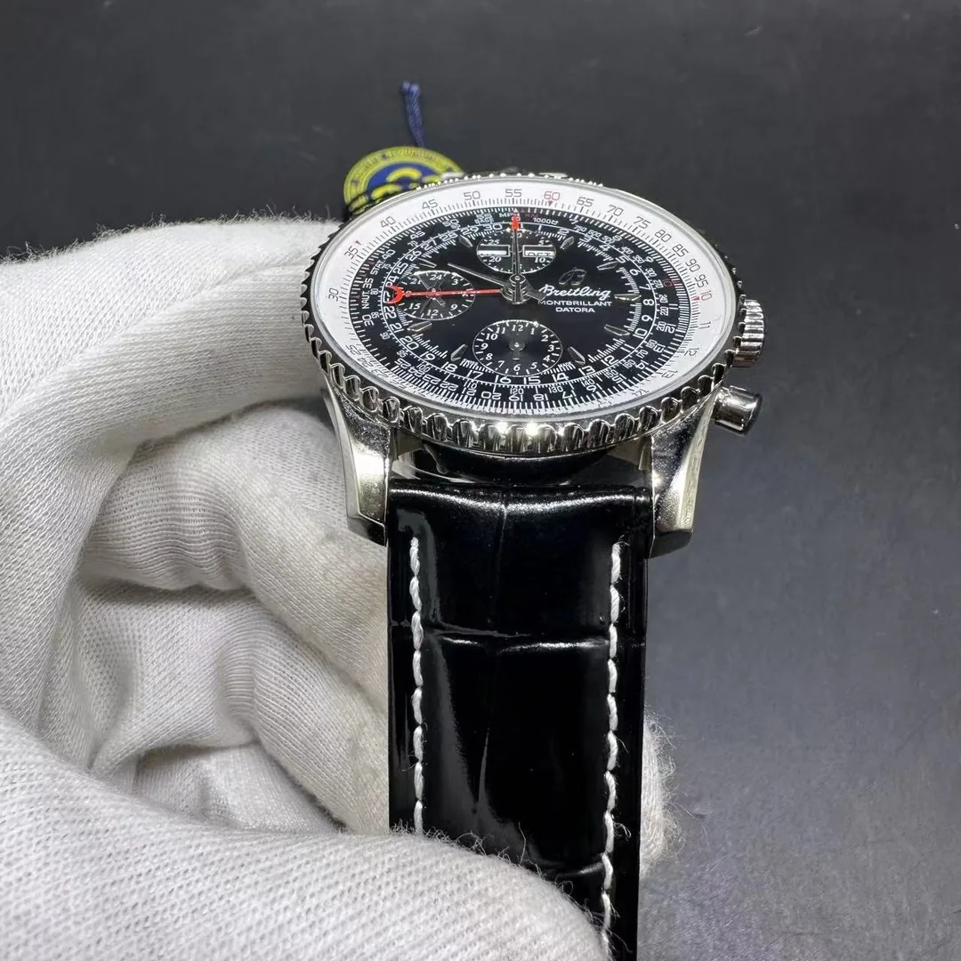 Best Replica Breitling Montbrillant Datora A21330 43mm Watch For Men With Date Display & Black Dial, Leather Strap