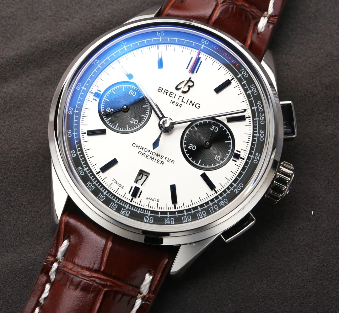 Swiss AAA Breitling Premier AB0118221G1P1 Replica Watch For Modern Gentlemen – White Panda Dial, Brown Leather Strap