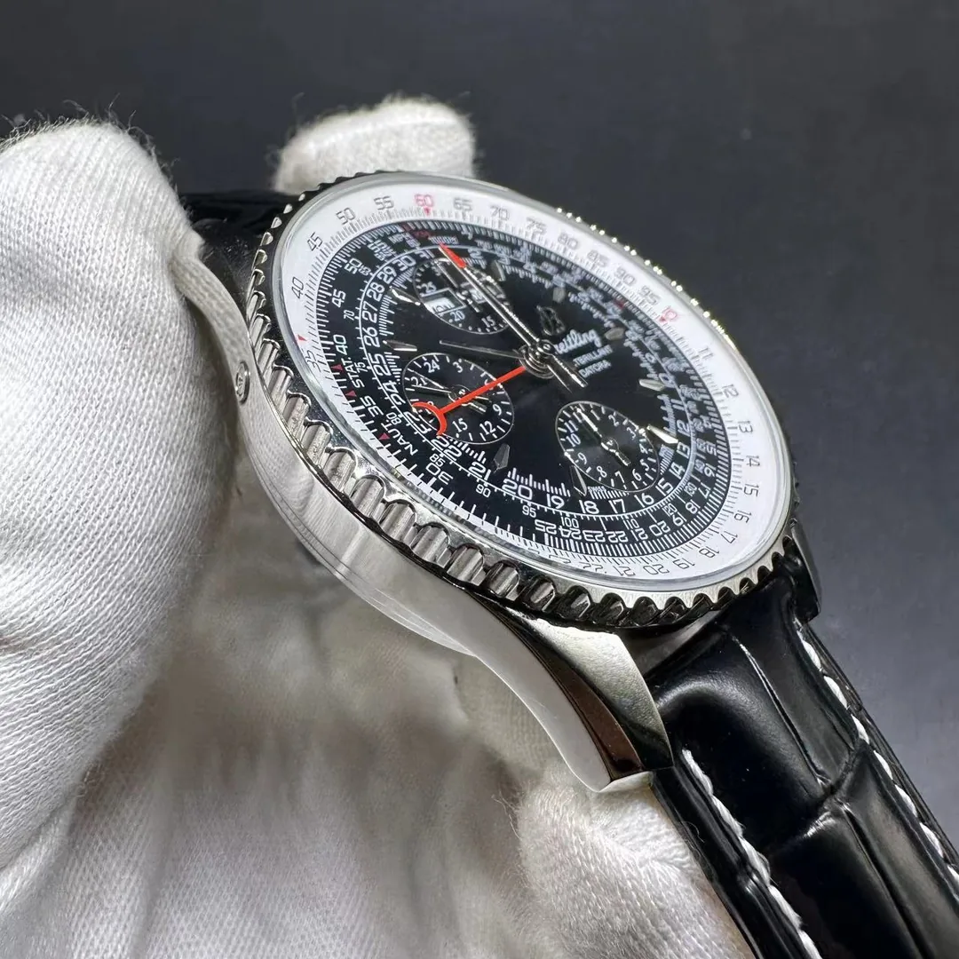 Best Replica Breitling Montbrillant Datora A21330 43mm Watch For Men With Date Display & Black Dial, Leather Strap