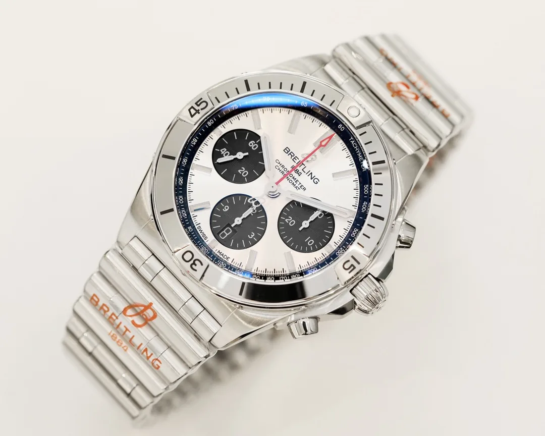 Swiss Breitling Chronomat AB0134101B2A1 Replica 42mm Men's Watch – Silver Dial & Stainless Steel Bracelet
