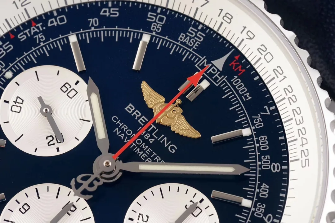 Premium Swiss Replica Breitling Navitimer B01 41mm Blue Dial Watch With Blue Leather Strap