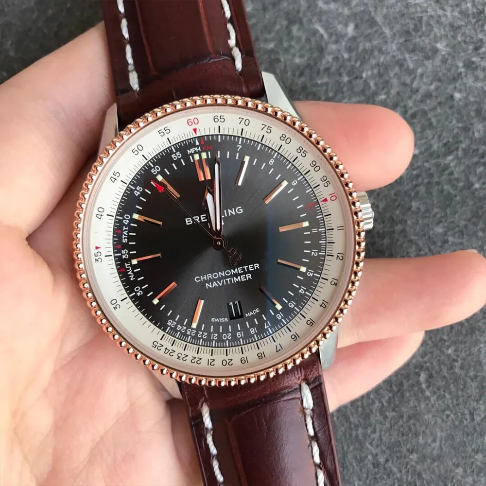 Best Swiss Breitling Navitimer U17326211M1P2 Replica Watch with Brown Leather Strap And Anthracite Dial