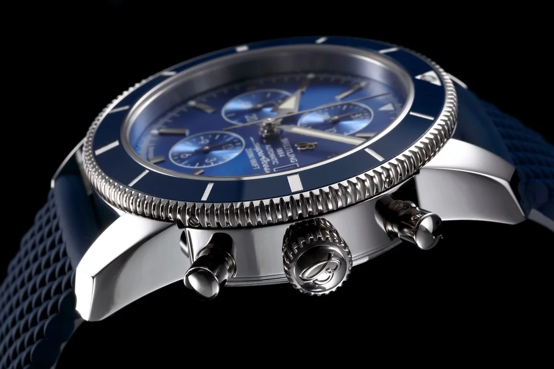 Swiss Breitling Superocean Heritage II A1331216/C963 Replica Watch – Blue Dial, Blue Ceramic Bezel & Rubber Strap